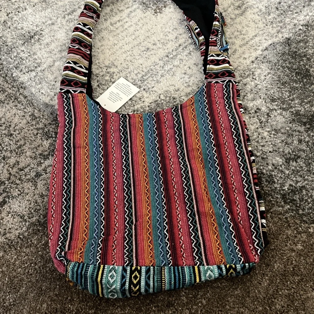 Rising International Embroidered Floral Crossbody Bag Hobo Hippie Boho NWT